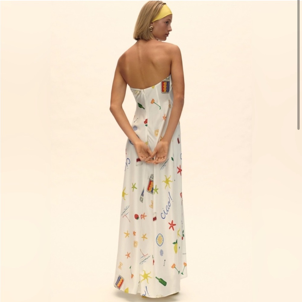 For Love And Lemons White Strapless Maxi Dress with Multicolor Motifs - Picture 6 of 13